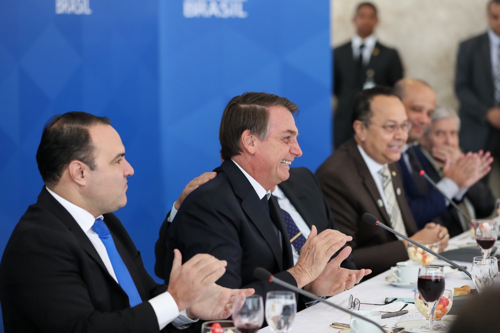 O presidente Jair Bolsonaro recebeu deputados da bancada evangélica para um café da manhã