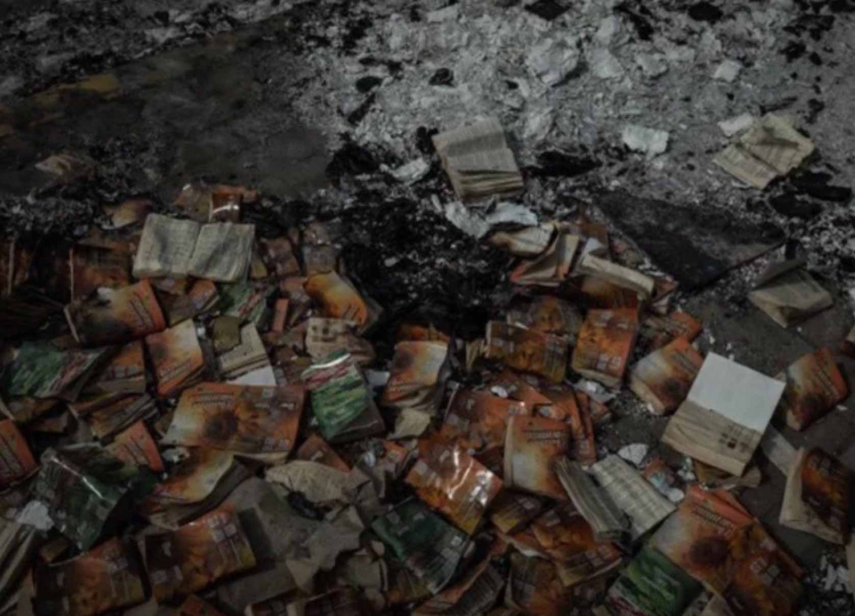 Bíblias destruídas na Ucrânia