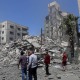 Edifício destruído em ataque de Israel contra Gaza