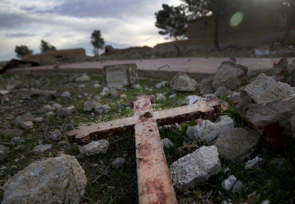 Escombros de uma igreja na Síria
