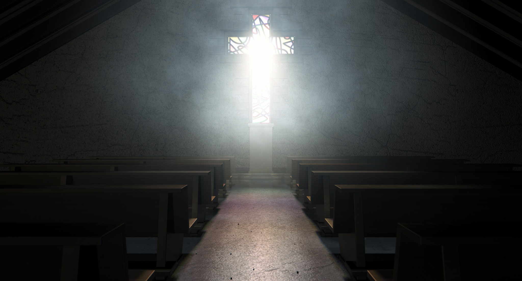 Igreja com luminária de cruz